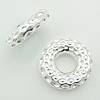 Sterling Silber Spacer Perlen, 925 Sterling Silber, Kreisring, plattiert, gehämmert, keine, 9x2mm, Bohrung:ca. 3.5mm, verkauft von PC