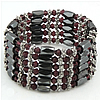 Magnetic Wrap Bracelet, Magnetic Hematite, with Crystal & Zinc Alloy, 4-8mm Inch 