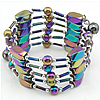 Магнитные Оберните браслет, Стеклянный, с Магнитный гематит, красочным покрытием, разноцветный, 5-12mm, длина:35 дюймовый, продается Strand