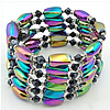 Magnetic Wrap Bracelet, Non Magnetic Hematite, with Crystal & Zinc Alloy, 4-12mm .5 Inch 