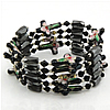 Magnetic Wrap Bracelet, Magnetic Hematite, with Crystal & Cloisonne, multi-strand 4-8mm Inch 