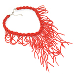 Glass Seed Beads Necklace, red, 3mm .5 Inch 