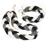 Стеклянный бисер ювелирные наборы, браслет & ожерелье, 3mm, длина:16.5 дюймовый,  9 дюймовый, продается указан
