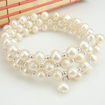 Pulseras de la perla, Perlas cultivadas de agua dulce, con acero inoxidable, 3-aro, más colores para la opción, 7-8mm, longitud:7.5 Inch, Vendido por Sarta