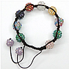 Горный хрусталь Шамбала браслеты, Кристаллы, с Канифольные кристаллы, Связанный вручную, 12mm, 14mm, длина:Приблизительно 7-10 дюймовый, продается Strand