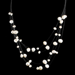 Пресноводные жемчуги Ожерелье, железо Замок-карабин, натуральный, 5-стренги, белый, 4-5mm, длина:14 дюймовый, продается Strand[