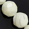 Seashell Beads, Natural Seashell, Round, faceted, white Inch 