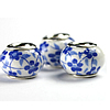 Brass Core European Porcelain Beads, with Brass, Rondelle, silver color plated, without troll Approx 5mm 