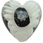 Millefiori Scheibe Lampwork Perlen, Herz, mit Millefiori Scheibe, keine, 19x19x12mm, Bohrung:ca. 2mm, verkauft von PC