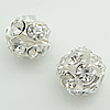Ball Rhinestone Spacer, Brass, Round, plated, with A grade rhinestone & hollow Grade A, 12mm Approx 1mm 