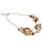 Freshwater Pearl Necklace, with Agate & Shell, zinc alloy toggle clasp, single-strand Inch 