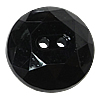 2 Hole Plastic Button, ABS Plastic, Coin, black Approx 1.5mm 