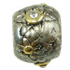 Rhinestone Brass European Beads, Drum, plated, without troll & with rhinestone cadmium free Approx 4mm 