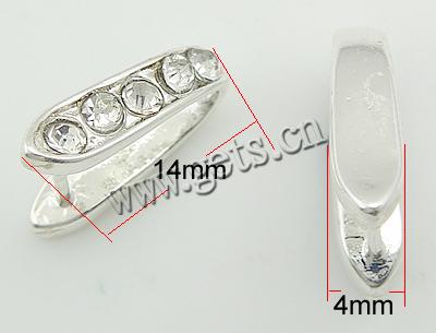 Brass Pinch Bail, plated, with rhinestone, more colors for choice, 14x4mm, Sold By PC