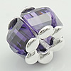 Cubic Zirconia Sterling Silver European Beads, 925 Sterling Silver, Drum, without troll & with cubic zirconia Approx 5mm 