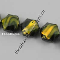 Millefiori Kristall Perlen, Sechseck, handgemachte facettiert, grün, 16x14x9mm, Länge:12.2 ZollInch, 20PCs/Strang, verkauft von Strang
