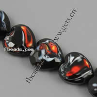 Millefiori Crystal Beads, Heart, handmade faceted, black .8 Inch 