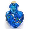 Lampwork Parfümflasche, Herz, Streifen, tiefblau, 23-24x36-37x15-16mm, verkauft von PC