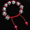 Bracelets Murano de Woven Ball, chalumeau, avec corde en nylon, tissé, 14.5-15x10.5-11.5mm, 8mm Environ 6-10 pouce, Vendu par brin