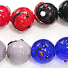 Cartoon Lampwork Perlen, rund, gemischte Farben, 14mm, Bohrung:ca. 2.5mm, Länge:ca. 8 ZollInch, 15PCs/Strang, verkauft von Strang