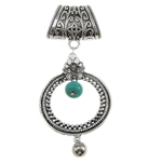 Zinc Alloy Scarf Pendants, with turquoise, Donut, antique silver color plated, nickel, lead & cadmium free .5 Inch 