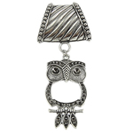 Zinc Alloy Scarf Pendants, Owl, antique silver color plated, nickel, lead & cadmium free .5 Inch 