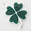 Sterling Silver Clover Pendant, 925 Sterling Silver, Four Leaf Clover, plated, with cubic zirconia 