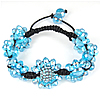 Crystal Woven Ball Bracelets, with Nylon Cord & Zinc Alloy, handmade, adjustable & faceted & with rhinestone, 10-12mm Approx 7.5 Inch 