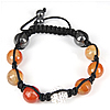 Red Agate Woven Ball Bracelets, with Rhinestone Clay Pave Bead & Nylon Cord, with 50 pcs rhinestone, 12mm Approx 8-10 Inch 