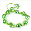 Pulseras de Cristal Estilo Woven Ball, con cordón de nylon, hecho a mano, ajustable & facetas, cristal verde, 12mm, longitud:aproximado 7.5 Inch, Vendido por Sarta