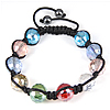 Bracelets en cristal de Woven Ball, avec corde en nylon & Hématite, fait à la main, réglable & facettes, multicolore, 12mm Environ 7.5 pouce, Vendu par brin
