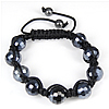 Crystal Woven Ball Bracelets, with Nylon Cord & Hematite, handmade, adjustable & faceted, 12mm Approx 7.5 Inch 