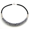 Crystal Necklace, with Silk, zinc alloy lobster clasp, platinum color plated, faceted, 12mm Approx 18 Inch 