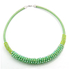 Crystal Necklace, Silk, with Crystal, zinc alloy lobster clasp, platinum color plated, faceted, green, 12mm Approx 18 Inch 