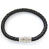 Cowhide Bracelets, stainless steel magnetic clasp, black, 6mm .5 Inch 