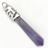 Natural Quartz Pendants, Amethyst, with Brass, pendulum, platinum color plated, February Birthstone & faceted Approx 4mm 