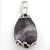 Natural Quartz Pendants, Amethyst, with Brass, Teardrop, platinum color plated, February Birthstone Approx 6mm 