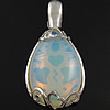 Sea Opal Pendants, with Brass, Teardrop, silver color plated, nickel, lead & cadmium free Approx 6mm 