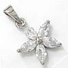 Cubic Zirconia Stainless Steel Pendant, Flower, with cubic zirconia & faceted, original color Approx 