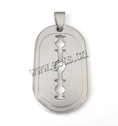 Stainless Steel Pendants, Rectangle, Hole:Approx 4x7mm, Sold By PC