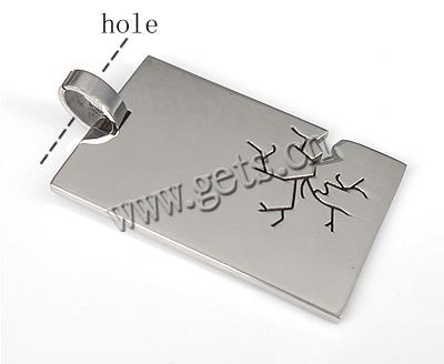 Stainless Steel Pendants, Rectangle, Hole:Approx 4x6mm, Sold By PC