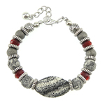 Bracelet de perles de lave, lave volcanique, avec cristal & plastique revêtu de cuivre, avec la chaîne d'extension .5 pouce, Vendu par brin
