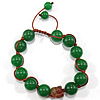 Gemstone Woven Ball Bracelets, Jade, with Nylon Cord, handmade, Grade A, 10mm, 12mm Approx 6-8 Inch 