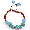Bracelets de Woven Ball turquoise, avec corde en nylon, grade A Environ 6-9 pouce, Vendu par brin