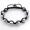Crystal Woven Ball Bracelets, with Nylon Cord & Hematite, adjustable & faceted, 12mm, 8-10mm Approx 7-10 Inch 