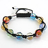 Bracelets en cristal de Woven Ball, avec corde en nylon, réglable & facettes, 9.5-12mm Environ 6-11 pouce, Vendu par brin