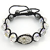 Crystal Woven Ball Bracelets, with Nylon Cord & Hematite & Zinc Alloy, handmade, with rhinestone, Grade A 12mm, 8-10mm Approx 5-10 Inch 