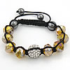 Crystal Woven Ball Bracelets, with Nylon Cord & Hematite & Zinc Alloy, handmade, with rhinestone 12mm, 13mm, 8-10mm Approx 5-11 Inch 