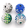 Rhinestone Clay Pave Beads, Round, with 54 pcs rhinestone, mixed colors, 10mm Approx 2mm 