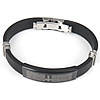 Silicone Stainless Steel Bracelets, rubber cord, stainless steel clasp, 10mm Inch 
